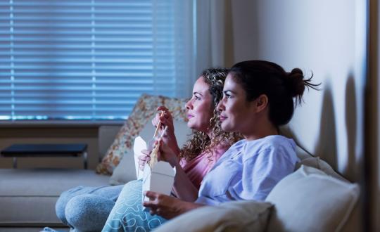 Women watching tv