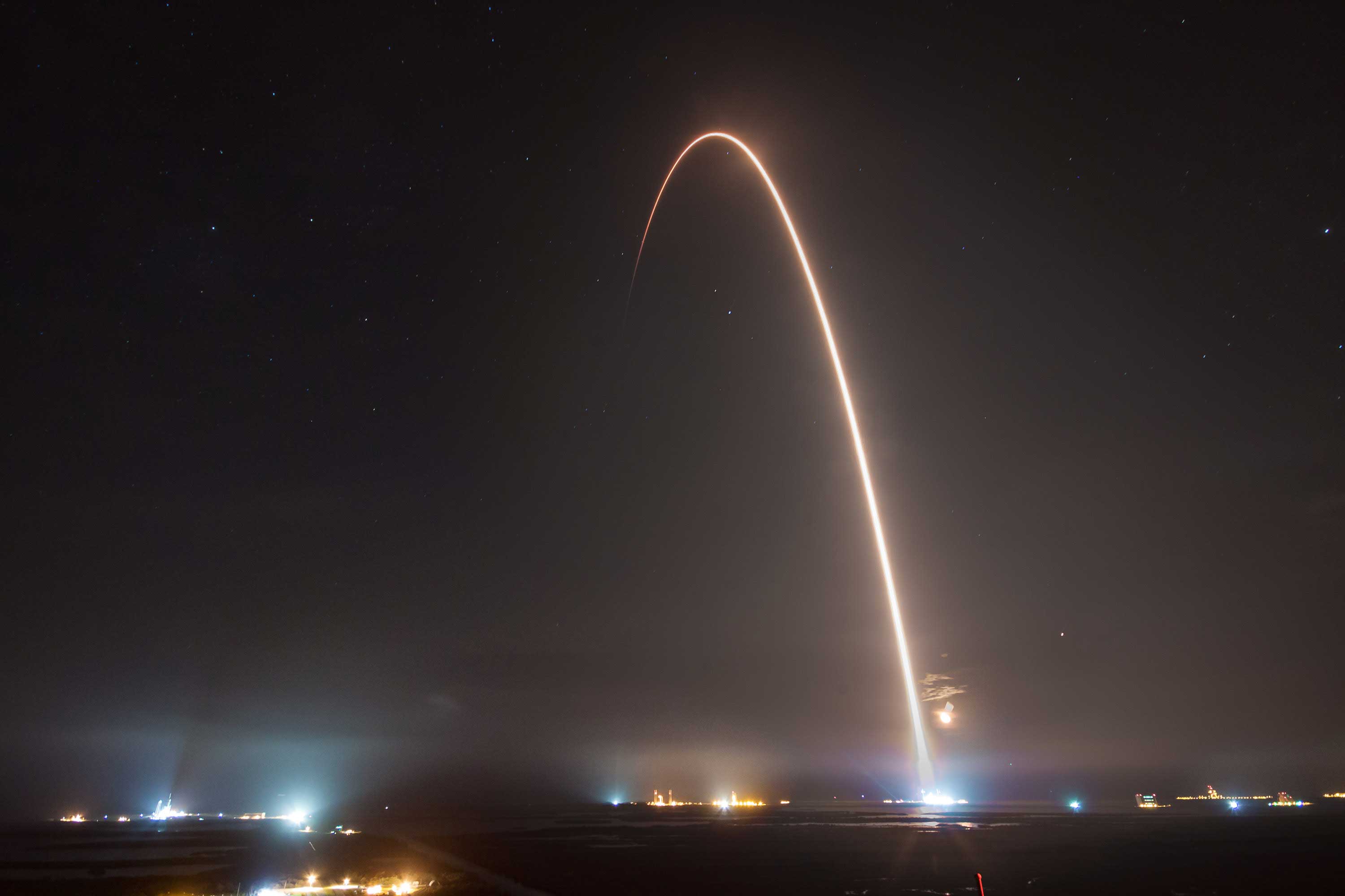 Long exposure shot of the SES-12 launch