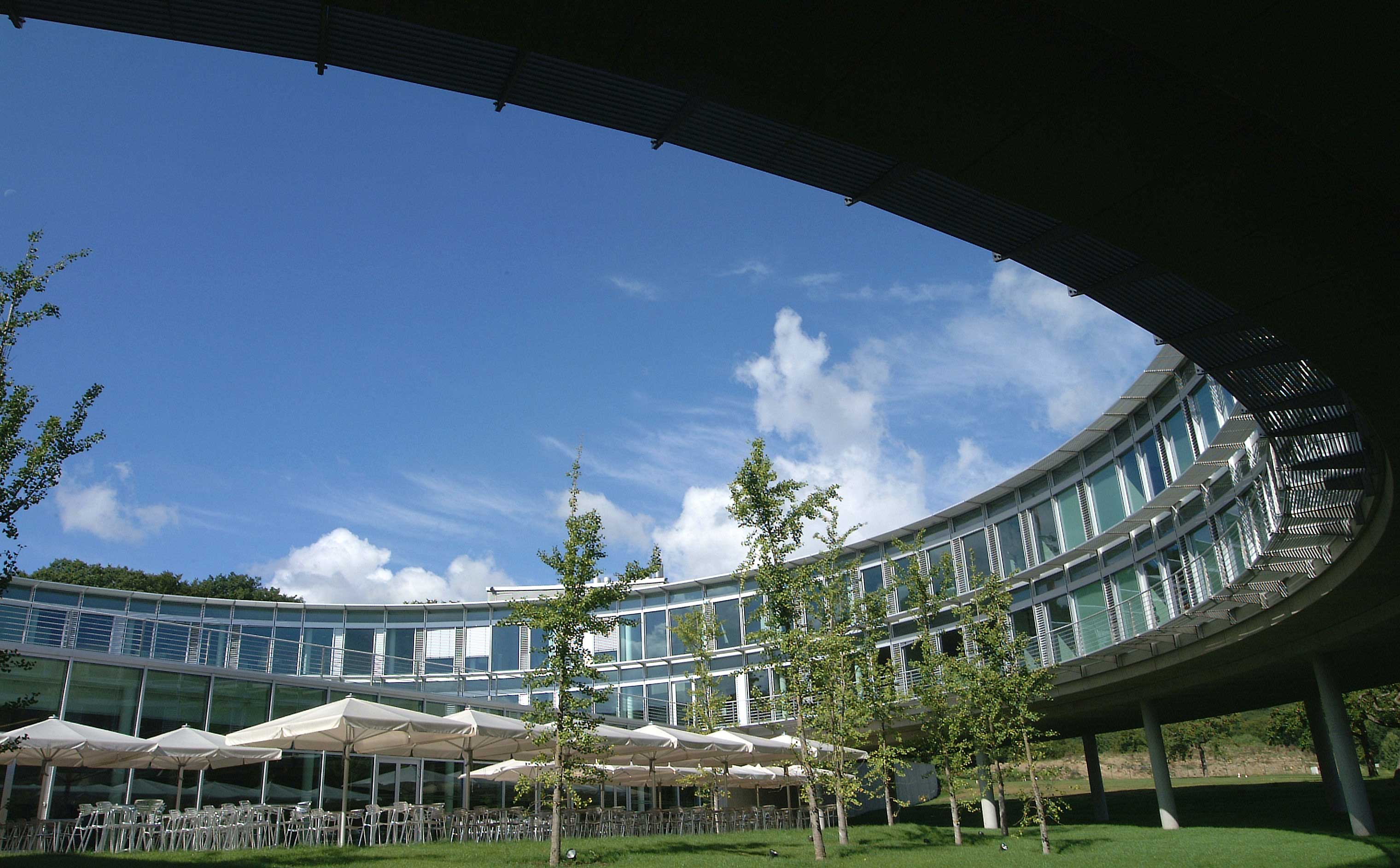 Photo looking up from the SES Luxembourg campus