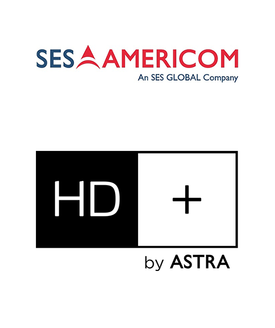 SES Americom and HD plus logos
