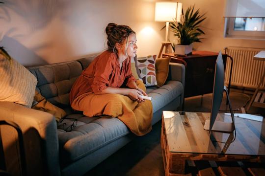 woman watching tv
