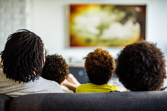 family watching tv