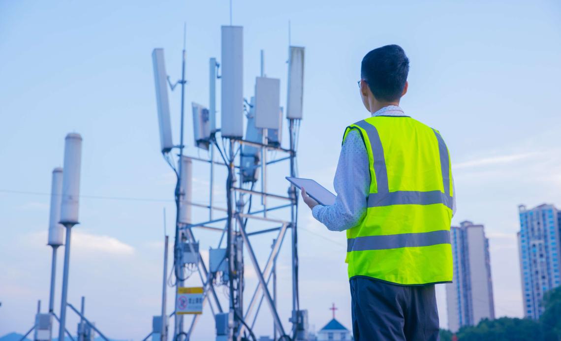Engineer at 5G tower