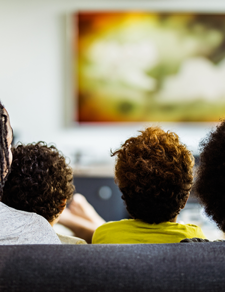 family watching tv