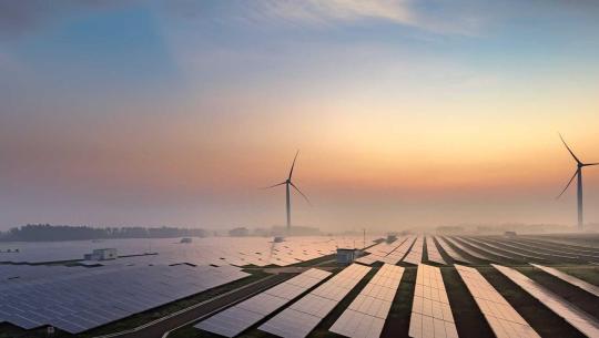 solar panels and wind turbines