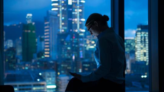 woman with tablet