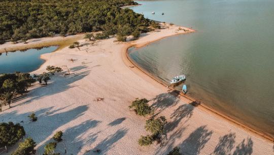 Landscape with beach and waterbodies