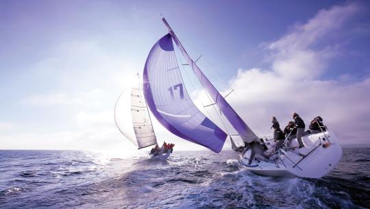 Image of Sailboats racing on open water