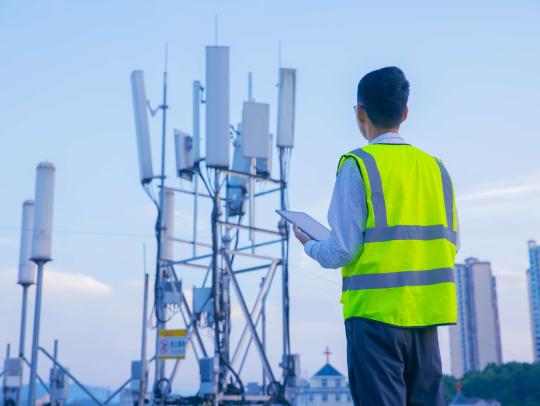 Engineer at 5G tower