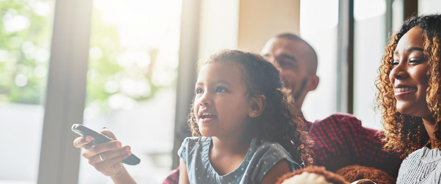 Family watching tv banner image