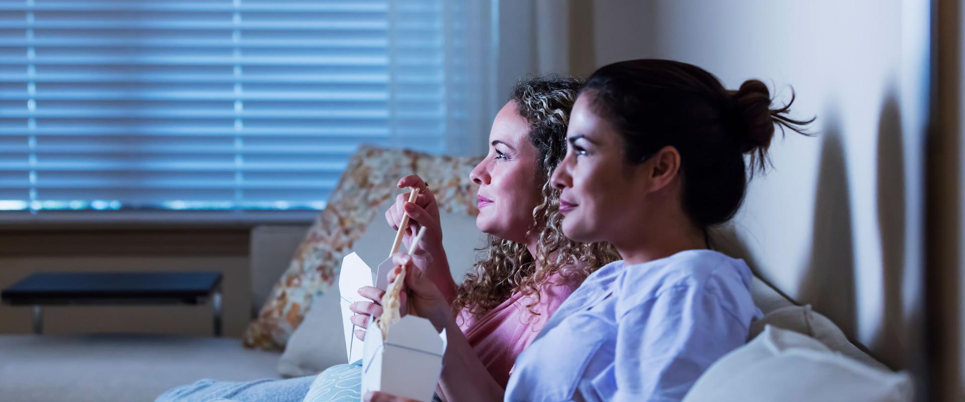 Women watching tv