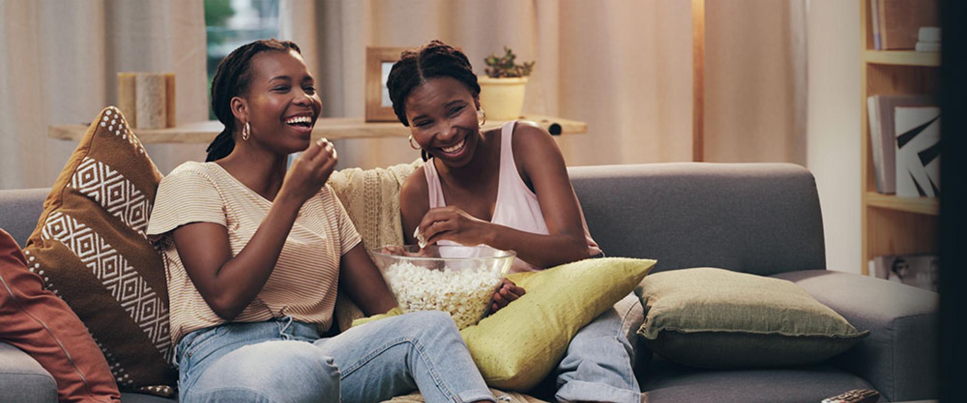 sisters watching tv