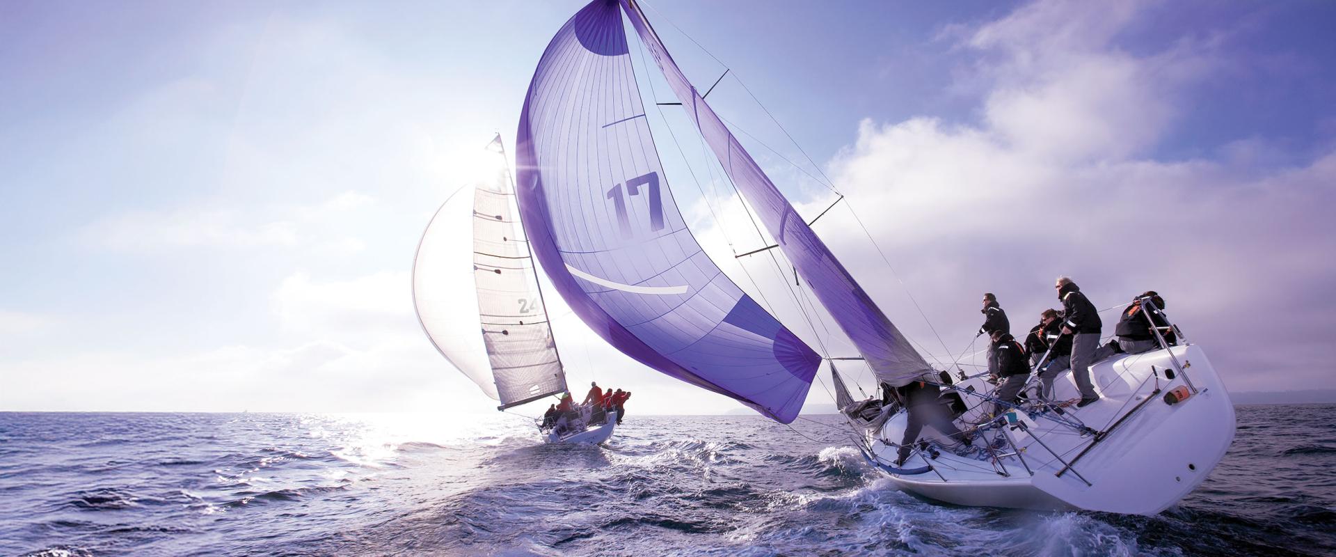 Image of Sailboats racing on open water