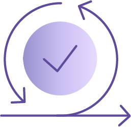 Image of an icon with circular arrows and a checkmark.