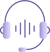 Headset icon with audio wave.