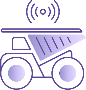 Construction vehicle with a wireless signal.