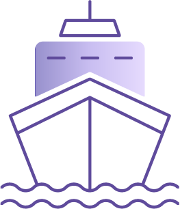 Front view of a cruise ship on water.