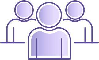 Icon of a group of customers standing together.