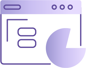 Dashboard window icon with a pie chart.