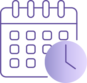 Icon of calendar with a clock.