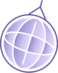 Globe with orbit lines symbolizing disaster recovery.