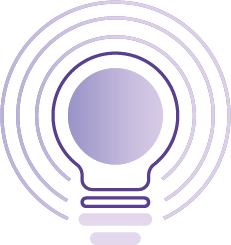 Icon of light bulb with radiating signal lines.