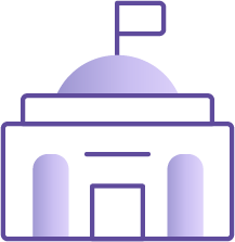 Government building icon with a flag.