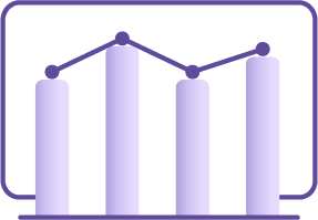 Icon of bar chart with a line graph overlay