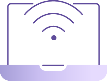 Image of laptop with a wireless signal.