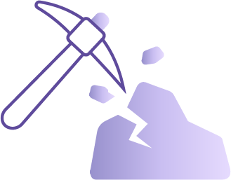 Image of pickaxe breaking a rock.