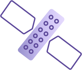 MEO Satellite icon with side panels.