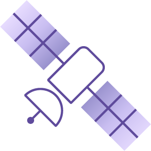 Satellite with panels on the side.