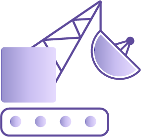 atellite dish on an industrial conveyor system.