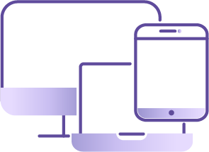 Image of a computer, laptop, and smartphone.