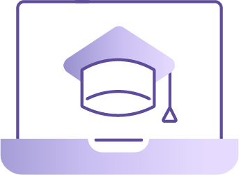 Icon of graduation cap on a laptop screen.