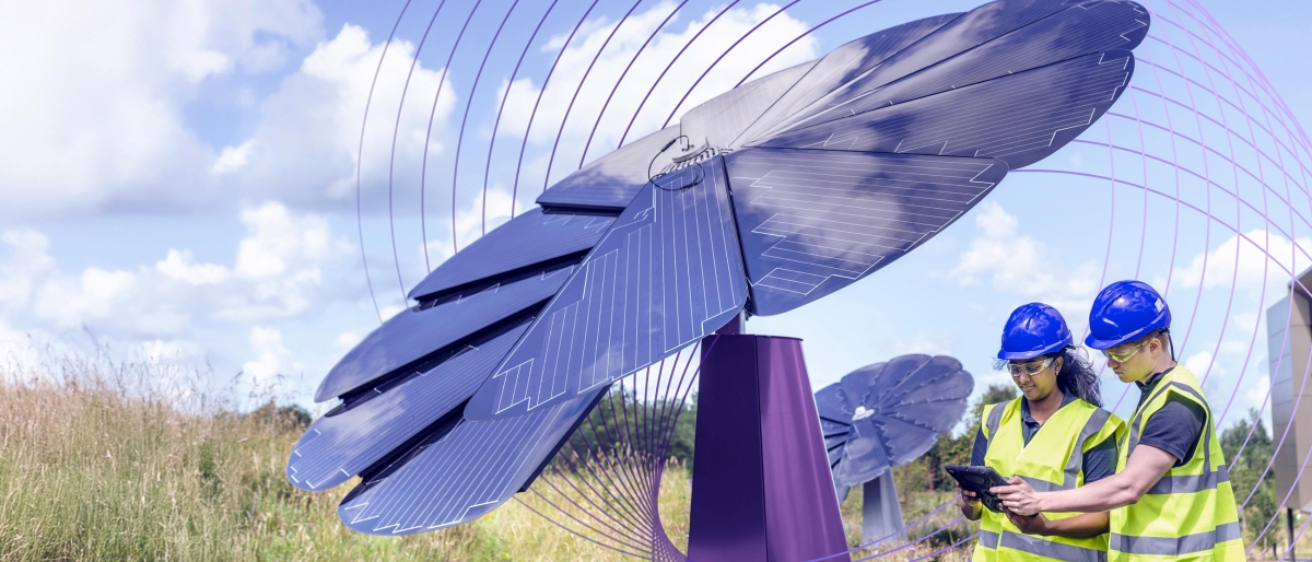 workers at a solar panel