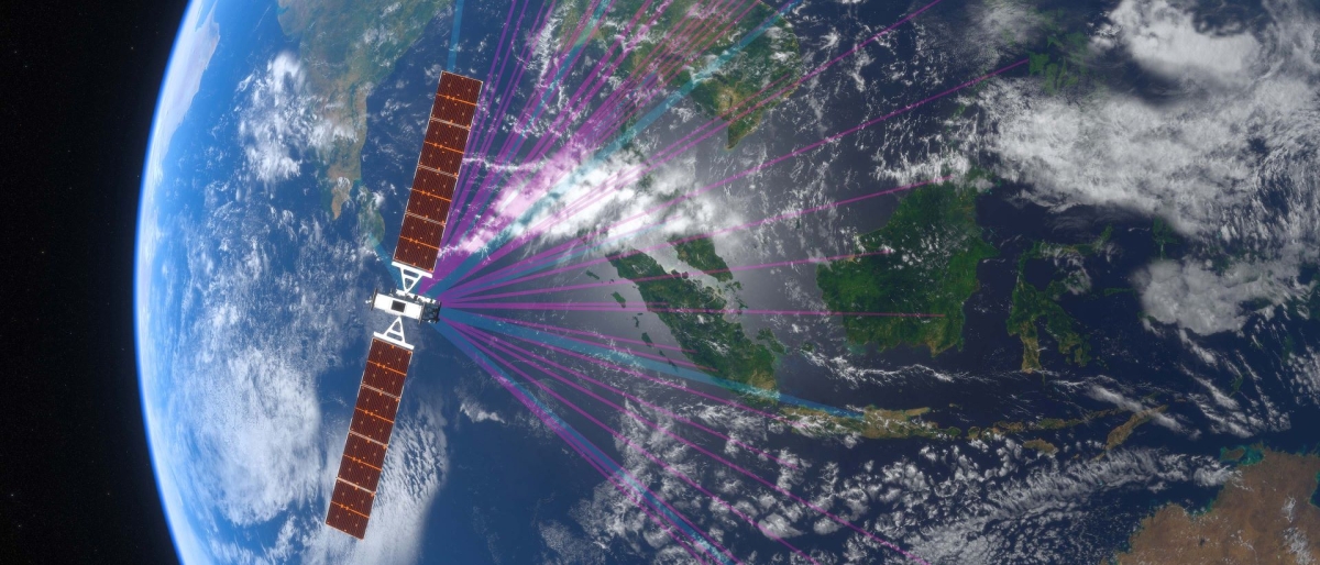 3d rendition of O3b mPOWER satellite above APAC region