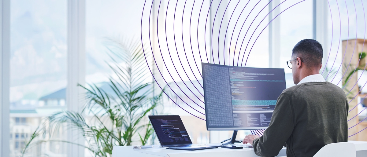 Man working on laptop