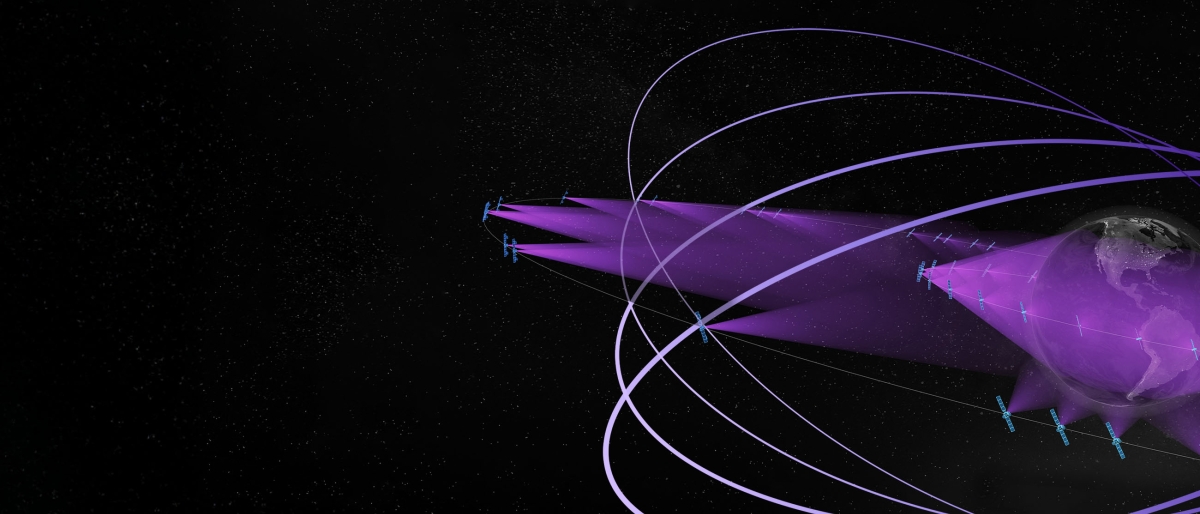 graphic showing multi-orbit satellite constellation