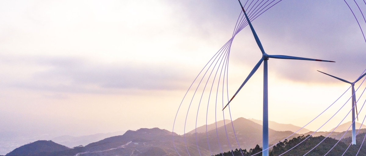 wind farm on mountains