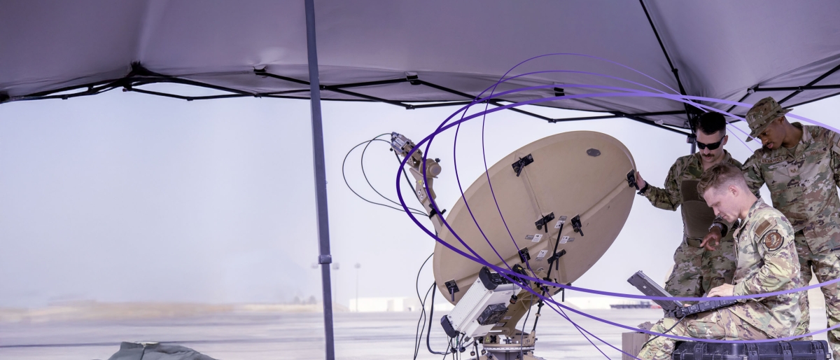 military personnel using satellite communcations
