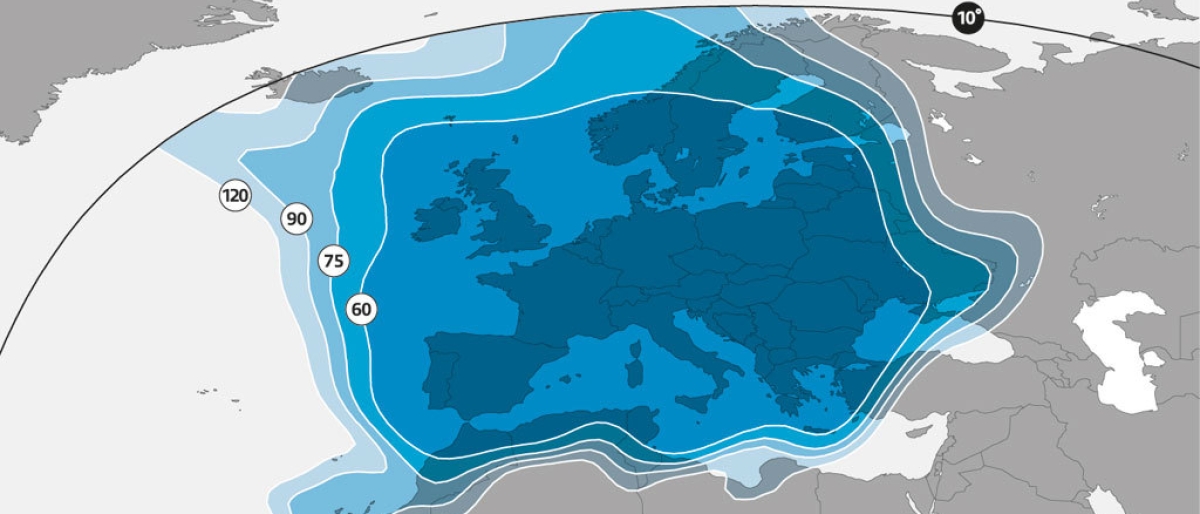 ASTRA 1M satellite footprint