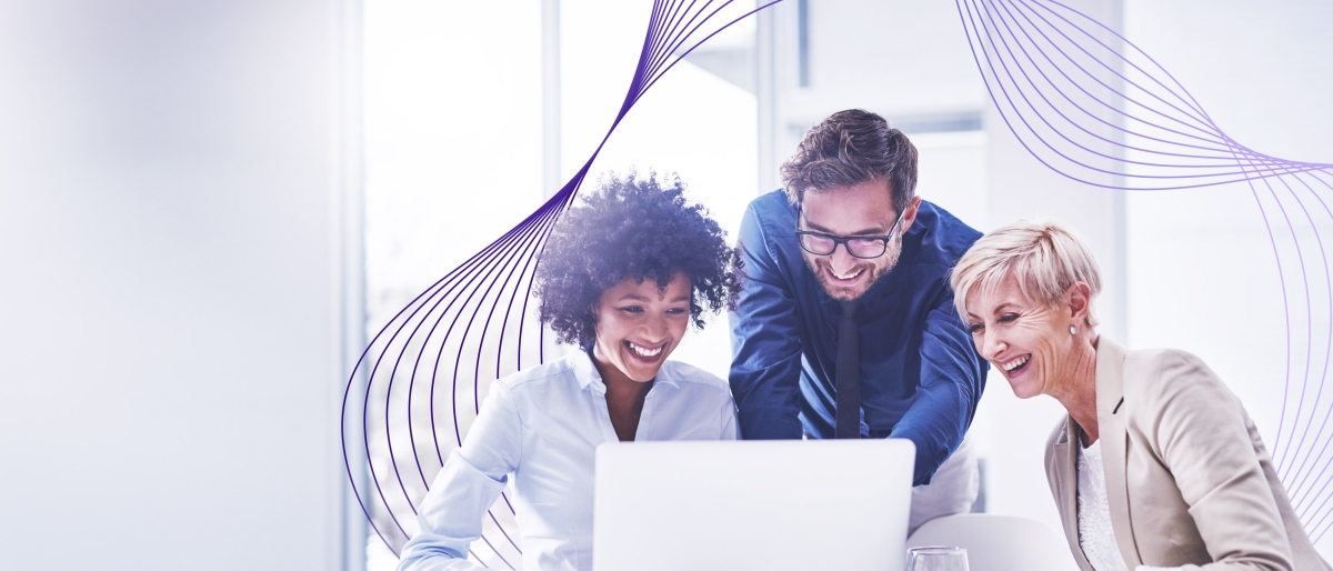 coworkers looking at tablet