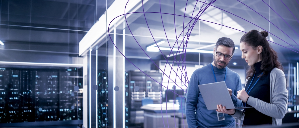 coworkers in server room