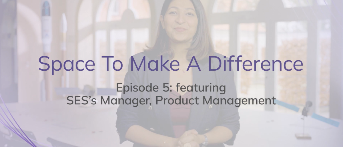 Title card with “Space To Make A Difference – Episode 5” over a blurred office scene with a person seated.
