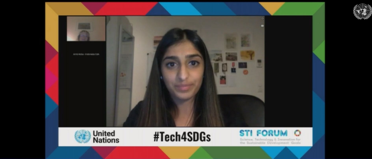 Person speaking in a virtual UN STI Forum session