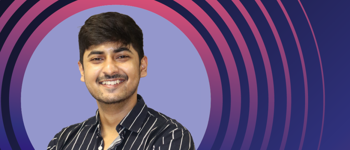 Banner image of Pankaj with concentric circles around