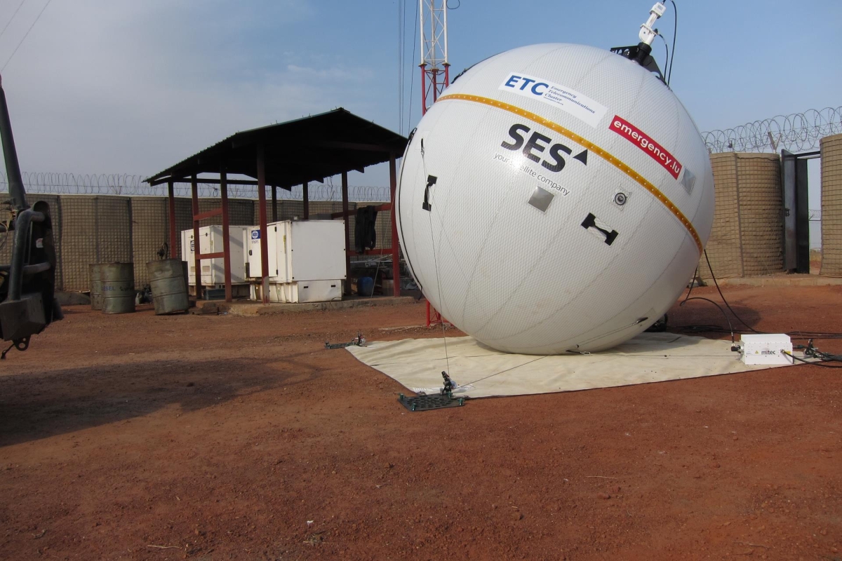 inflatable satellite terminal on the ground 