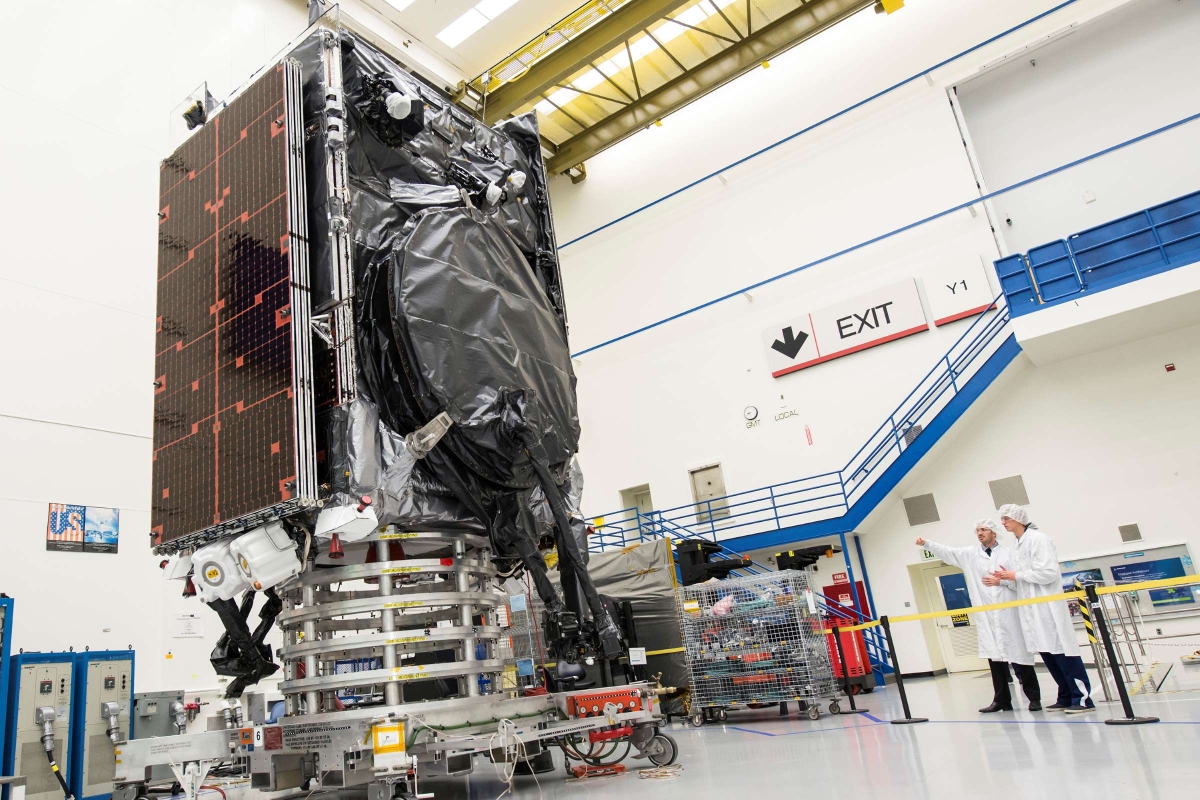 Boeing satellite component in clean room 