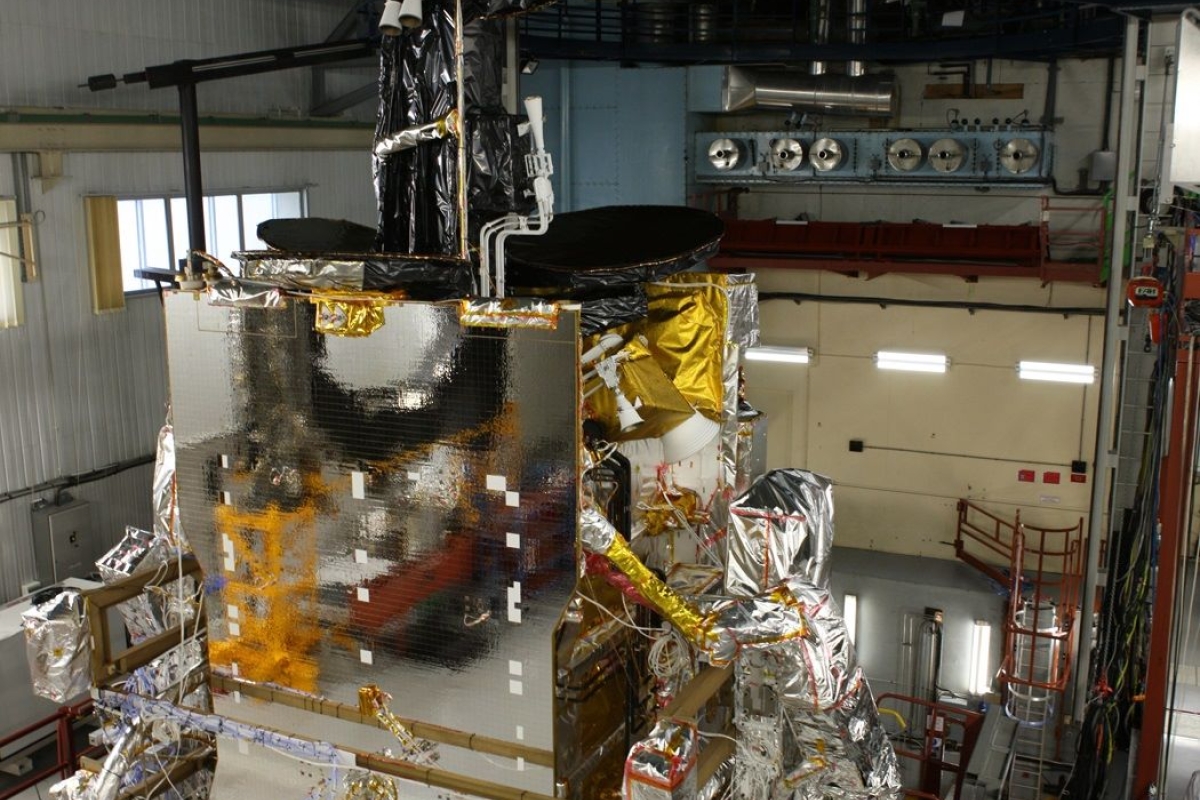 top view of satellite body and payload 